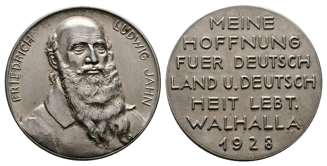  Linnartz Friedrich Ludwig Jahn Silbermedaille 1928 (Mueller) stgl matt Gewicht: 24,17g/900er   