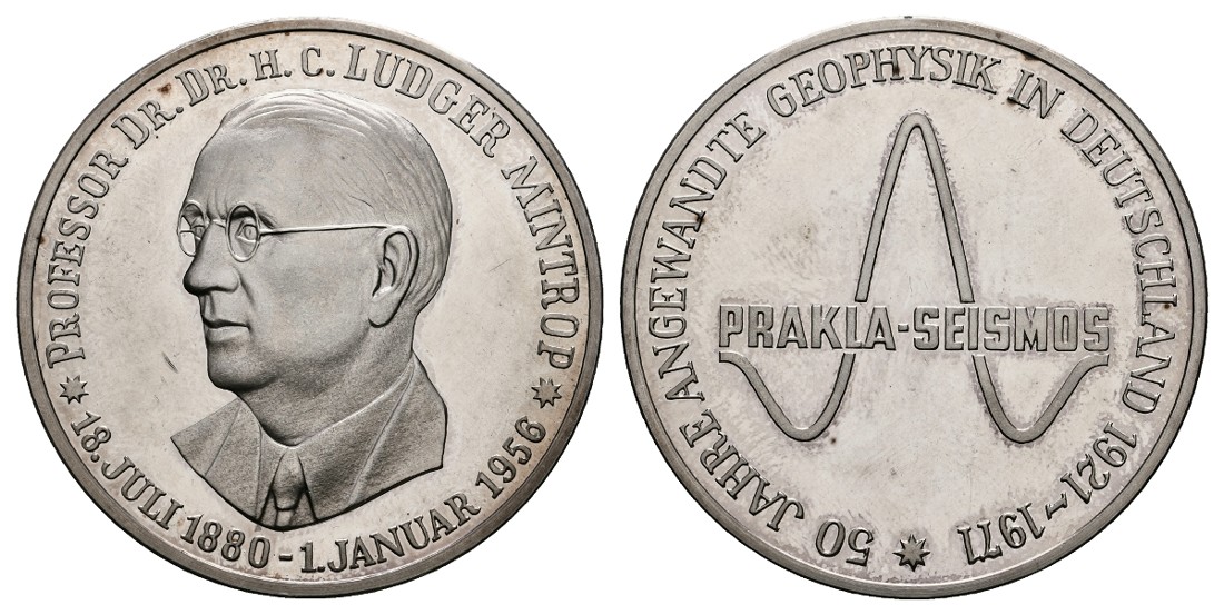  Linnartz Ludger Mintrop Silbermedaille 1971 50 Jahre angewandte Geophysik PP- Gewicht: 27,93g   