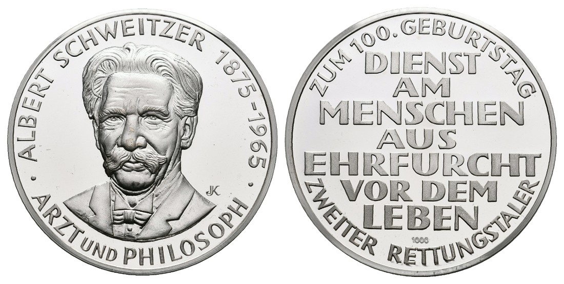  Linnartz Albert Schweitzer Silbermedaille 1965 (Kapiz) 2.Rettungstaler PP Gewicht: 23,36g/1.000er   