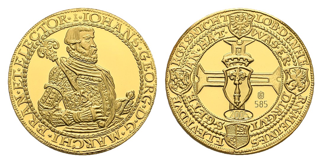  Linnartz Preussen 10 Dukaten 1584 als Miniatur NP 2005 PP in Kapsel Gewicht: 3,13g/585er   