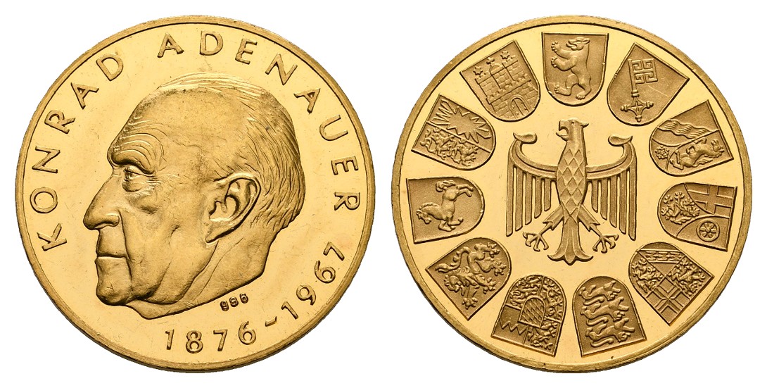  Linnartz Konrad Adenauer Goldmedaille 1967 PP- Gewicht: 9,87g/986er   