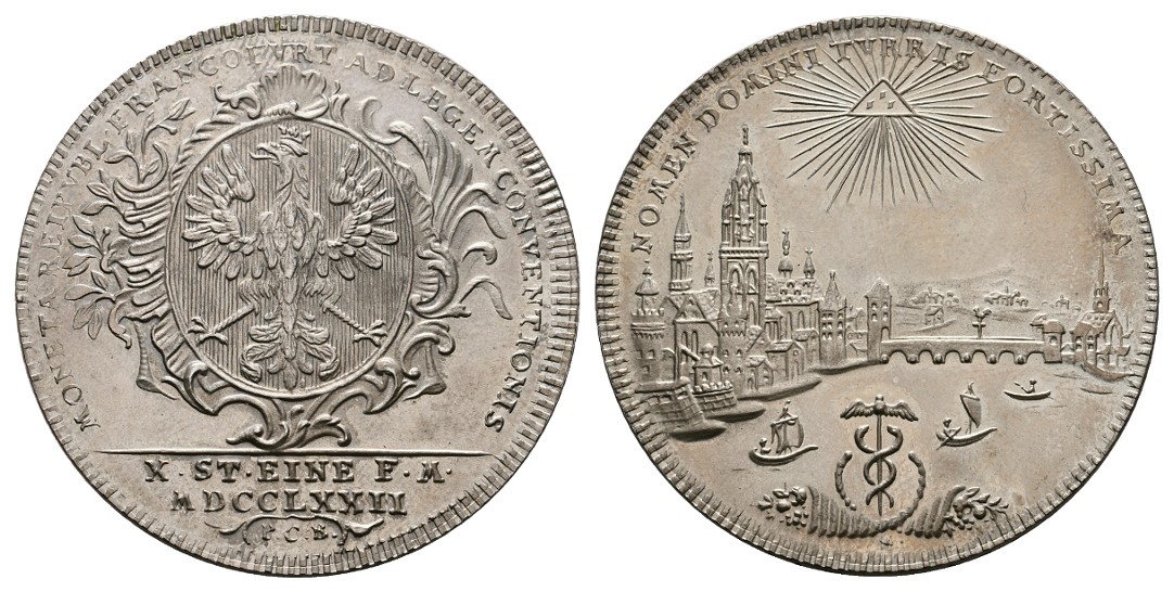  Linnartz Frankfurt-Stadt Taler 1772 Neuprägung, 24,2 g Silber 41 mm, PP   