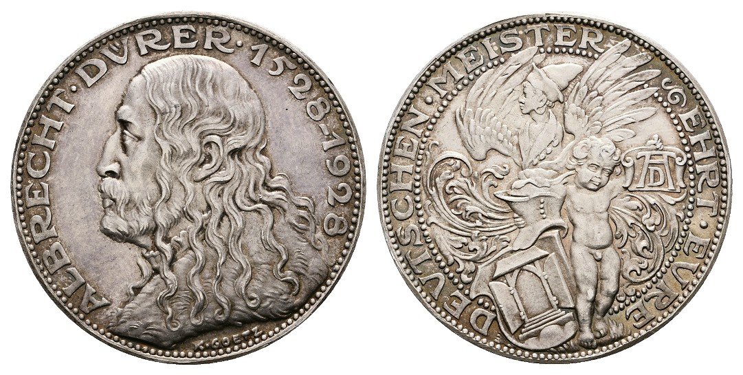  Linnartz Albrecht Dürer Silbermedaille 1928 (Goetz) 400 Jahrfeier f.stgl Gewicht: 25,0g/900er   