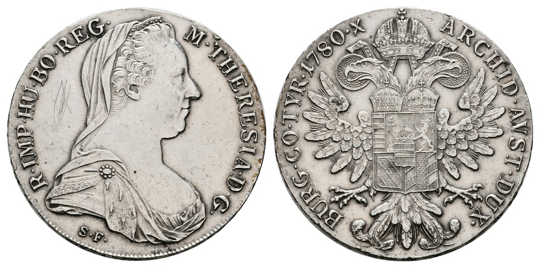  Linnartz Österreich Maria Theresien Taler 1780 NP kl. Kratzer vz   